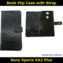 Book Flip Case with Strap For Sony Xperia XA2 Plus H4413 Slim Fit Look